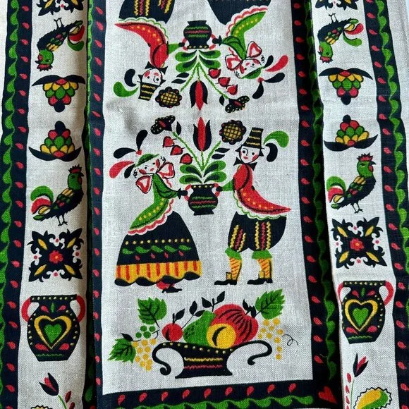 Vintage Linen Tea Towel Pennsylvania Dutch - Picture 3 of 3